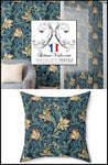 Tissu ameublement ignifuge occultant imprimé floral inspiration W. Morris fleur feuillage