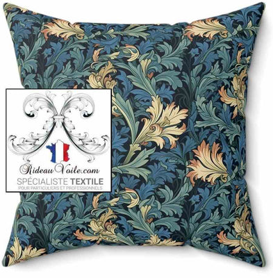 Tissu ameublement ignifuge occultant imprimé floral inspiration W. Morris fleur feuillage