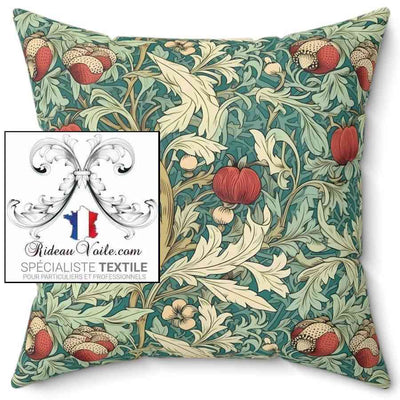 Tissu ameublement ignifuge occultant imprimé style william Morris fleurs plantes mètre