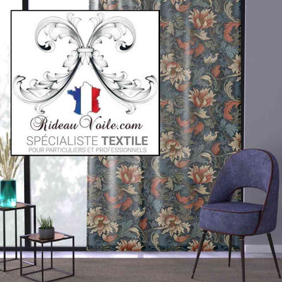 Tissu ameublement design william Morris fleurs au mètre couture rideau sur mesure