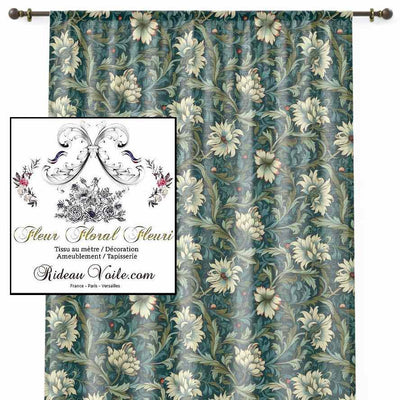 Tissu Jacquard ameublement idée décoration motifs fleurs au mètre rideau sur mesure