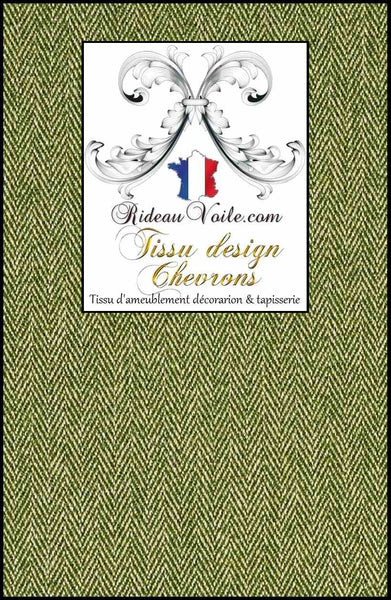 Tissu d'ameublement architecte d'intérieur motif Chevrons vert mètre rideau sur mesure