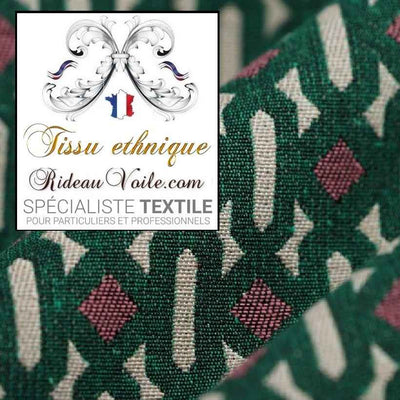 Tissu Jacquard Maghreb ethnique Oriental ameublement au mètre rideau tapisserie vert