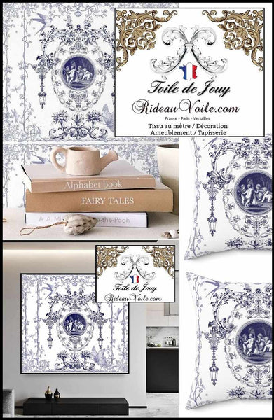 Spécialiste Rénovation Architecte intérieur Toile de Jouy Bleu mètre rideau sur mesure