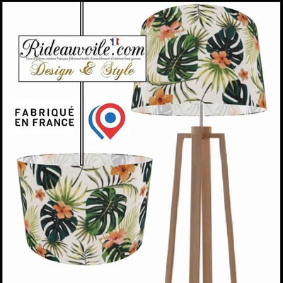 Confection Abat-jour intérieur sur mesure motif Exotique Tropicale Feuilles luminaire