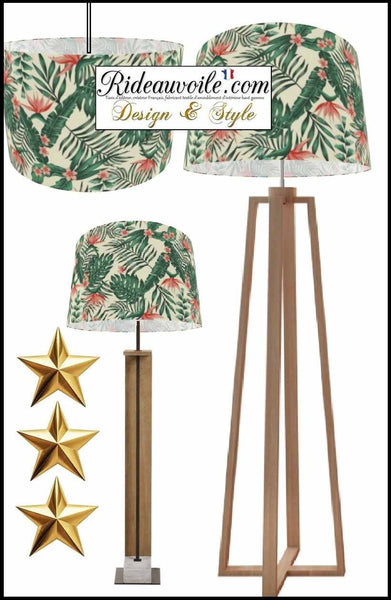 Confection Abat-jour intérieur sur mesure tissu imprimé Exotique Tropicale Feuilles