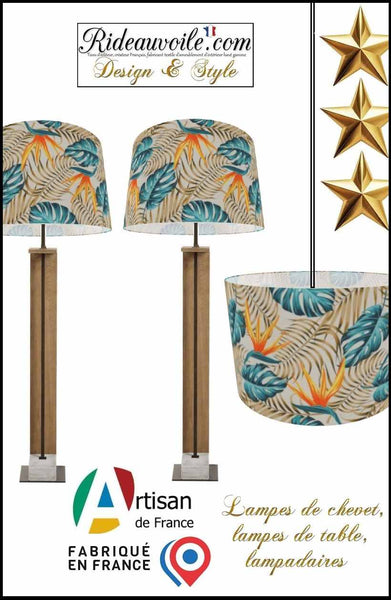 Créateur Abat-jour intérieur sur mesure tissu imprimé Exotique Tropicale Feuilles