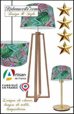 confection décoration abat-jour sur mesure tissu imprimé feuilles fleurs exotique tropicale