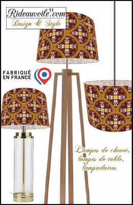 Fabrication Abat-jour rouge ethnique tissu sur mesure ignifuge pour Hôtel, Restaurant