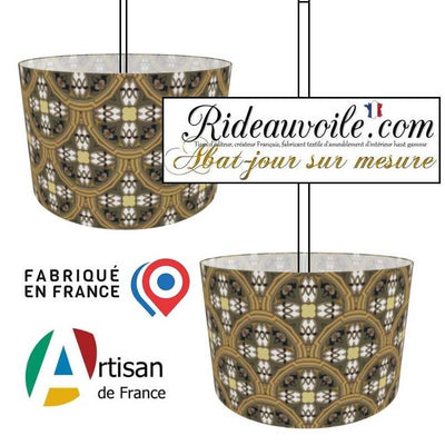 Création Abat-jour sur mesure à poser & suspension tissu motif ethnique graphique