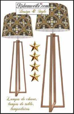 Création Abat-jour sur mesure à poser & suspension tissu motif ethnique graphique