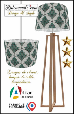 Création Abat-jour Cylindrique sur mesure à poser & suspension motif ethnique chic