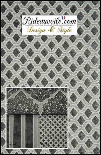 Tissu velours Damask ameublement jacquard baroque gris Baroque mètre. Le tissu d'ameublement jacquard pour Architecte décorateur décoratrice intérieur et particulier tapissier. Travaux rénovation agencement.