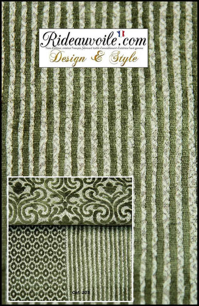 Tissu d'ameublement Jacquard velours chenille vert mètre confection tapissier