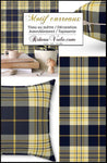 Toile 100% Lin coton imprimé carreaux Tartan bleu jaune. Décorateur, Architecte d'intérieur de Chalets villa maison prestige éditeur tissu décoration d'intérieure