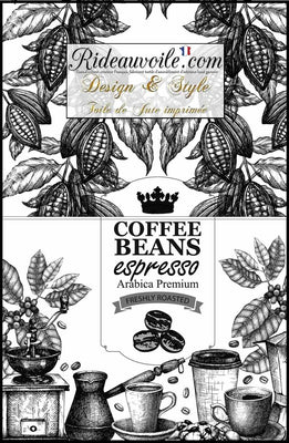 Burlaps sacks upholstery Coffee | Motif Fond Toile Jute imprimé café expresso