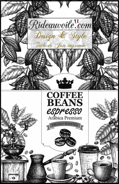 Burlaps sacks upholstery Coffee | Motif Fond Toile Jute imprimé café expresso