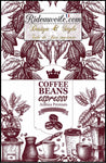 Tissu ameublement motif rouge foncé design sac Toile Jute café expresso au mètre