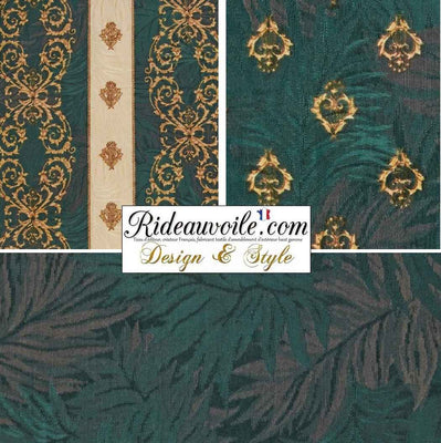 Tissu d'ameublement Jacquard uni tissé larges feuilles texturé au touché | Textile d'éditeur d'ameublement ornement arabesque style Baroque épaisseur moyenne grande largeur 280 cm