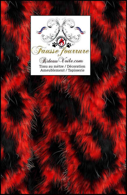 Fausse fourrure ignifuge 🔥 imprimé noir rouge décoration évènementiel projet FF&E mètre