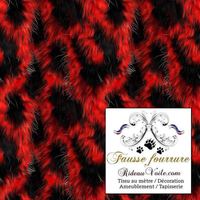 Fausse fourrure ignifuge 🔥 imprimé noir rouge décoration évènementiel projet FF&E mètre