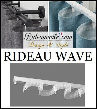 La finition wave classique utilise une ruflette piquée à plat avec des intervalles de 8 cm entre chaque glisseur. La finition du haut de rideau en Wave est l’une des plus pratiques, avec ses fixations