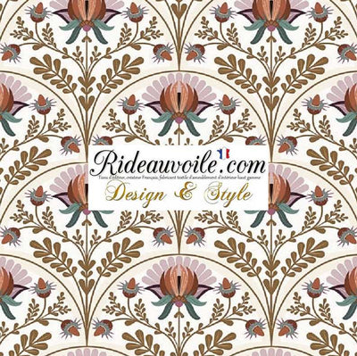 Tissu floral fleurs Indien imprimé Toile en Jouy déco ameublement ignifuge mètre