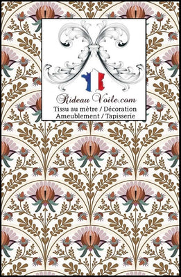 Tissu floral fleurs Indien imprimé Toile en Jouy déco ameublement ignifuge mètre