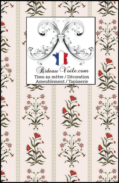 Tissu ameublement inspiration floral fleurs Indienne Toile en Jouy ethnique mètre