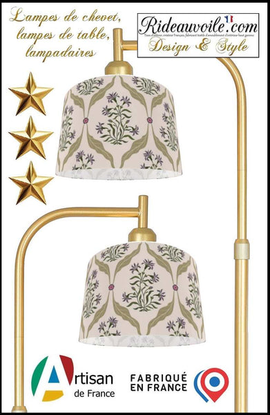 Abat-jour rigide Contrecollé suspension motif Fleur Tissu ethnique imprimé style Indien
