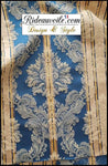 Jacquard Bleu damassé floral classique Or Gold tissu d'ameublement largeur 280 cm