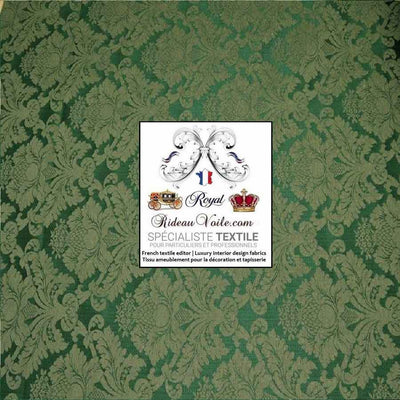 Boutique Tissu rayé ameublement mètre Jacquard DAMASCO rideau VERT Baroque 280 cm grande largeur. Éditeur textile tapisserie décoratrice architecte décoratrice intérieure rénovation agencement.