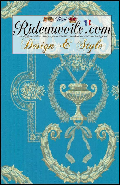 Tissu d'ameublement Jacquard tissé or bleu mètre décoration rideau siège