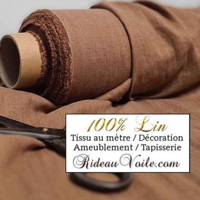 Boutique tissu toile 100% Lin ameublement brun marron achat mètre confection rideau