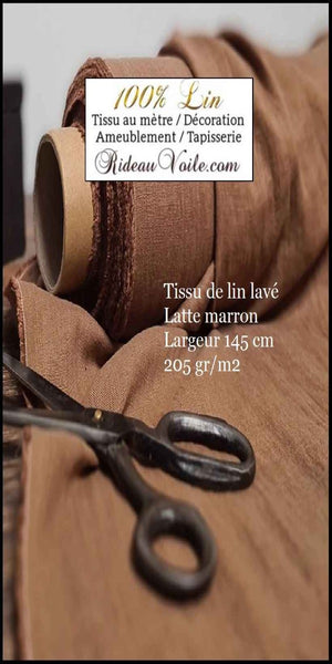 Boutique tissu toile 100% Lin ameublement brun marron achat mètre confection rideau