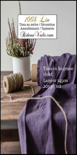 Choisir tissu toile Lin ameublement violet prune achat mètre confection rideau