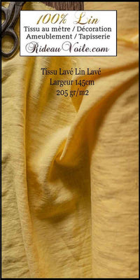 Boutique Tissu d'ameublement toile Lin couleur épice jaune mètre confection rideau