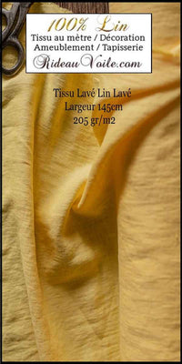 Boutique Tissu d'ameublement toile Lin couleur épice jaune mètre confection rideau