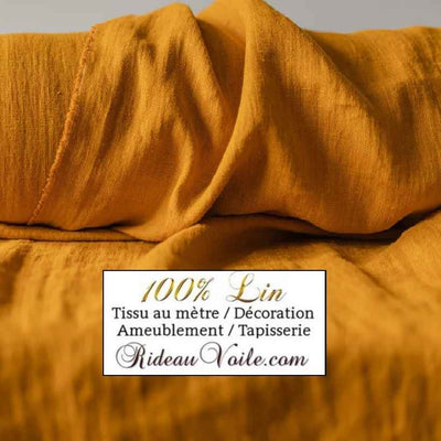 Boutique Paris Versailles Tissu toile Lin lavé couleur jaune miel au mètre confection rideau