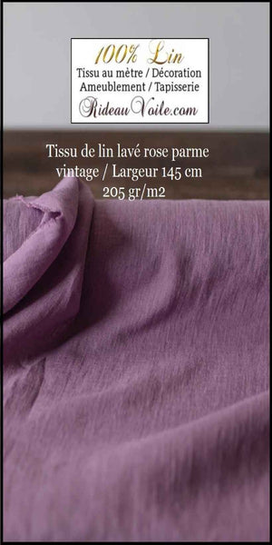 Spécialiste tissu toile Lin ameublement lilas rose acheter mètre confection rideau