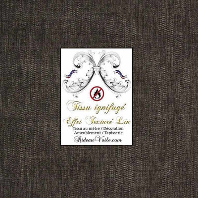 Tissu ameublement apparence tissé LIN Gris anthracite non feu ignifuge au mètre rideau