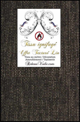 Tissu ameublement apparence tissé LIN Gris anthracite non feu ignifuge au mètre rideau