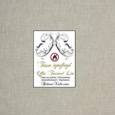 Tissu ameublement apparence tissé LIN Gris CLAIR non feu ignifuge au mètre rideau