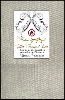 Tissu ameublement apparence tissé LIN Gris CLAIR non feu ignifuge au mètre rideau