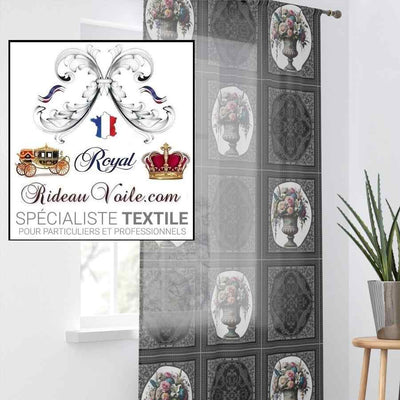 Collection Victorien Florale Ornement Vintage Tapisserie - Tissu d'ameublement imprimé d'un design d'inspiration vintage. Motifs à ornements Baroque Rococo et vase Victorien & bouquet florale