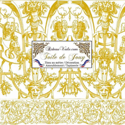 Collection haute gamme d'éditeur créateur textile Français motif imprimé designer Toile de Jouy "Satyre" du XVIIIe siècle  - Tissu haute gamme d'ameublement pour la décoration d'intérieur, la tapisserie (murale & siège). 