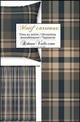 Laine carreaux tartan écossais vert beige kaki tissu décoration d'intérieure, textile au mètre motif tartan carreaux tapisserie siège fauteuil canapé. Rideau lainage ignifuge occultant, voilage architecte.