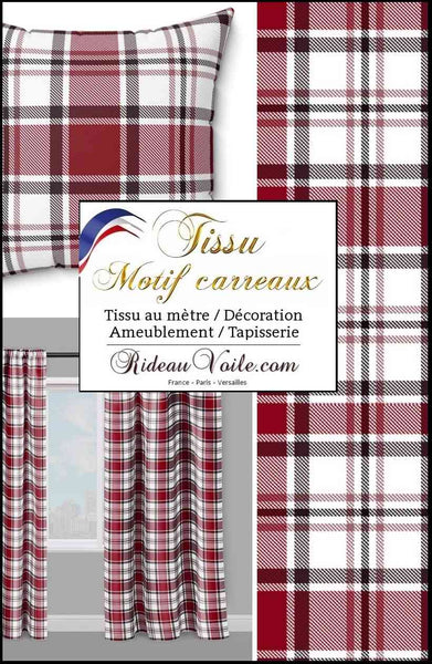 Boutique textile effet tissu lainage écossais décoration d'intérieure extérieure, tissu au mètre motif tartan carreaux ameublement tapisserie siège fauteuil canapé.  Rideau ignifuge occultant, voilage , couette, coussin, linge literie maison sur mesure.