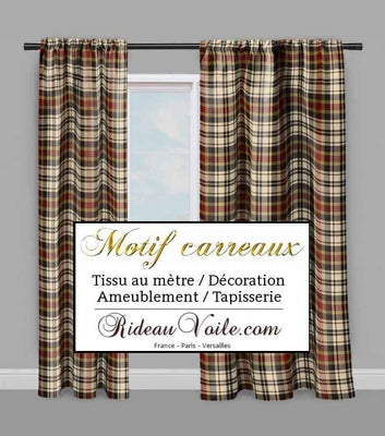 Laine carreaux tartan écossais beige marron tissu décoration d'intérieure, textile au mètre motif tartan carreaux tapisserie siège fauteuil canapé. Rideau ignifuge occultant, voilage, couette, coussin, linge literie. Impression personnalisée.