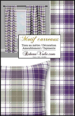Laine tissu d'ameublement écossais tartan carreaux lilas mètre rideau tapisserie